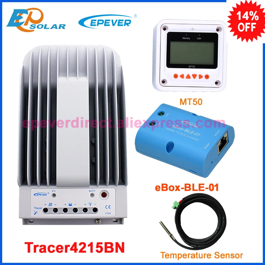 

bluetooth function BLE BOX temperature sensor MPPT solar regulator Tracer4215BN 40A 40amp +MT50 remote meter