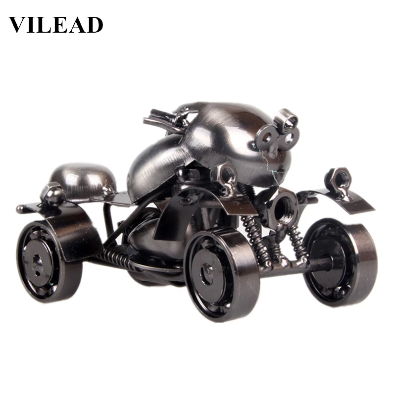 

VILEAD 15cm Beach Motorcycle Model Retro Iron Motor Figurine Gift Vintage Home Decor New Year Christmas Decoration for Home