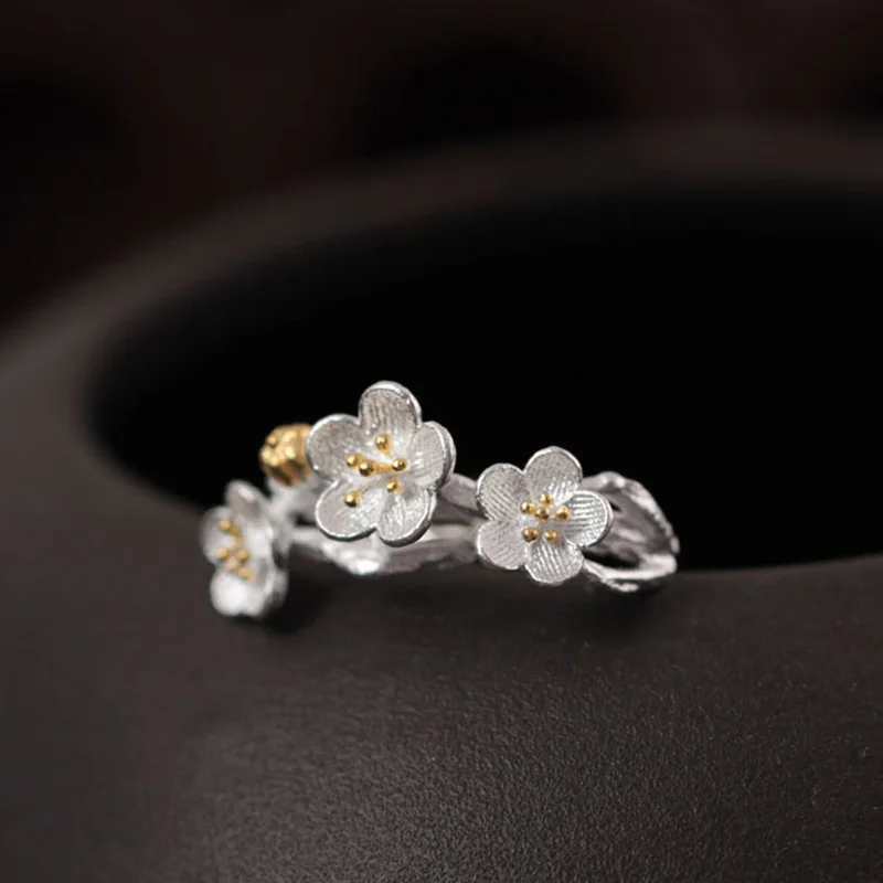 Женские серьги гвоздики из серебра 925 пробы с цветком сливы|stud earrings|jewelry earringsjewelry
