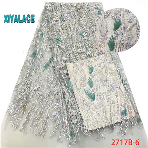 Французские кружева с блестками ткань африканский тюль кружева ткань высокого качества нигерийские кружева с блестками вышитые свадебные YA2717B-2 - Цвет: 2717B-6