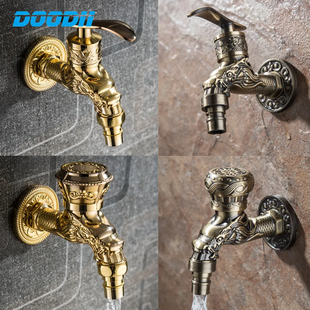 

Carved Wall Bottle Tap Bibcock Zinc Alloy Retro Tap Decorative Outdoor Garden Faucet Washing Machine Mop Tap Torneira De Parede