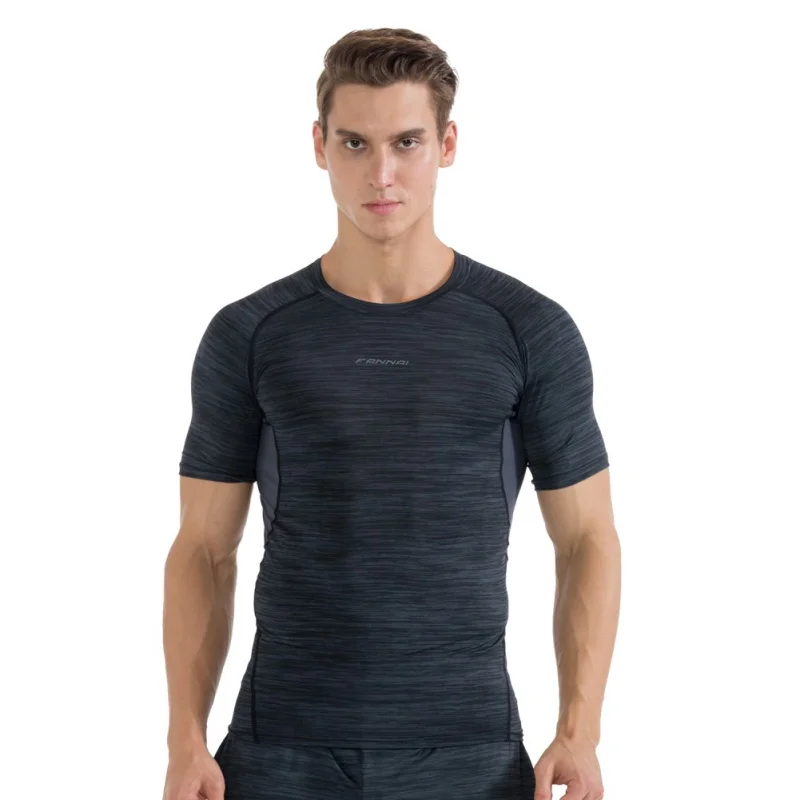 

2018 FANNAI New Quick Dry Fitness Sports Shirt Men Bodybuilding Short Sleeve T Shirt Tops Shirts Black