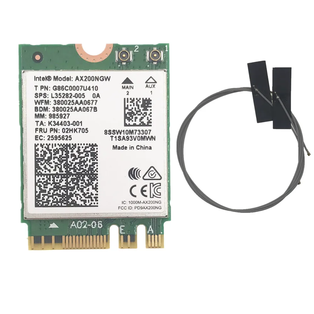 С комплектом антенн Intel AX200 NGFF Wifi 6 Bluetooth 5 0 карта AX200NGW 802.11ac/ax Двухдиапазонная