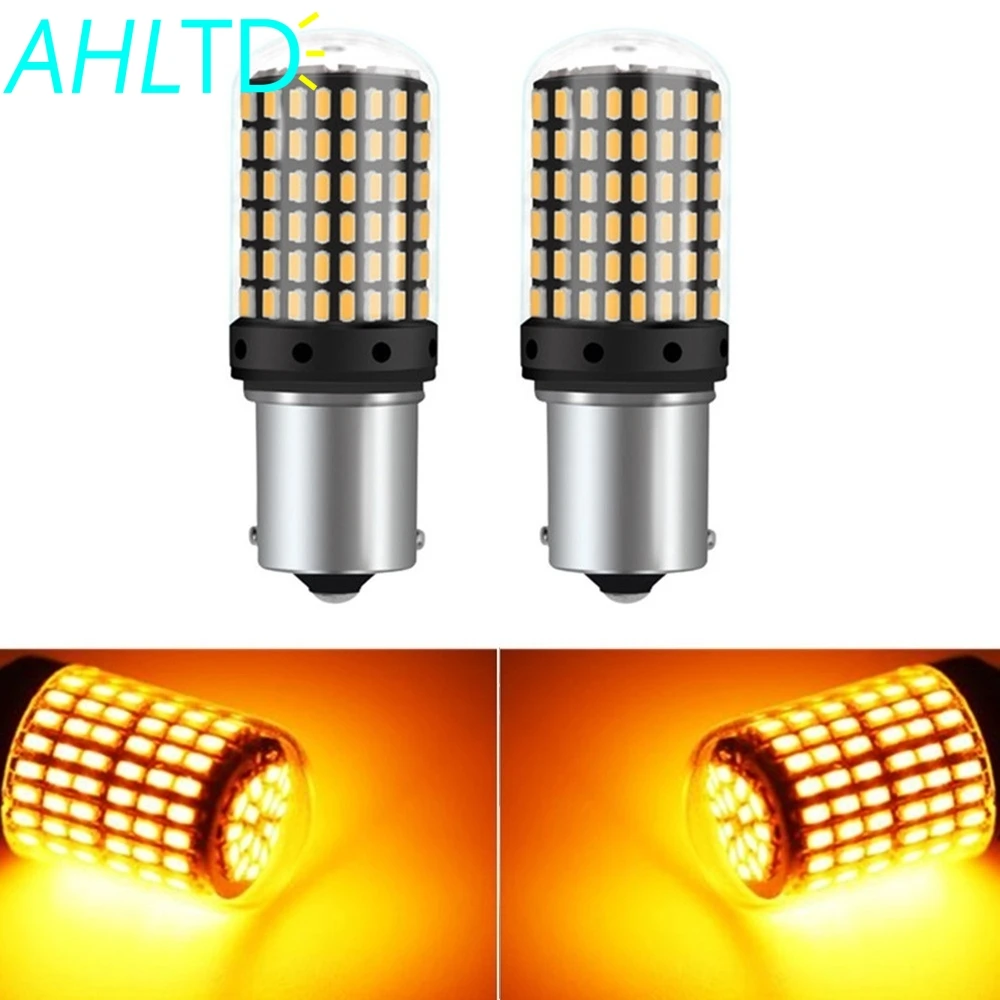 

2X T20 W21W LED Bulbs 144smd Led CanBus No Error 1156 BA15S BAU15S 7440 P21W BAU15S PY21W Lamp for Turn Signal Light No Flash