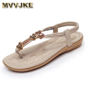 

MVVJKE Large size bowknot China's style woman shoes PU string bead platform shoes summer women sandals party fashion