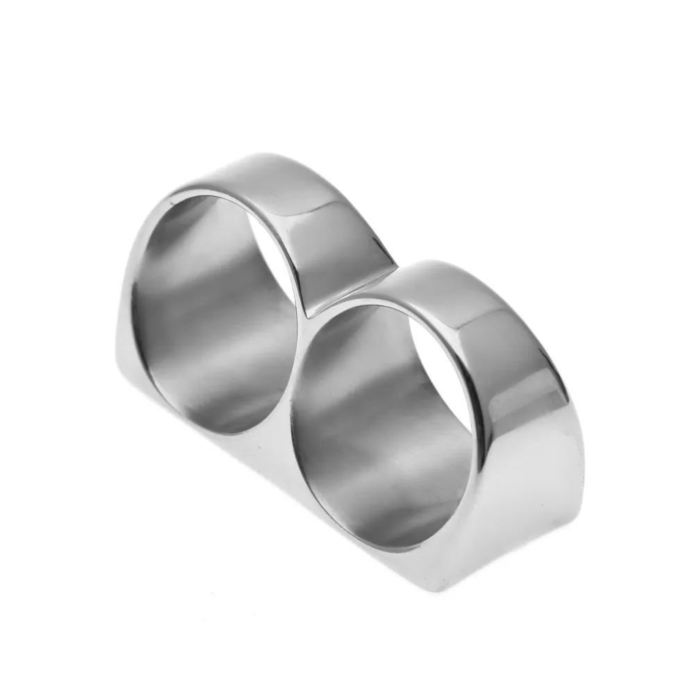 Перманентная Защита цвета Самые популярные новые стальные кольца на два пальца из нержавеющей стали мужские панк кольца мужские и женские вечерние крутые кольца