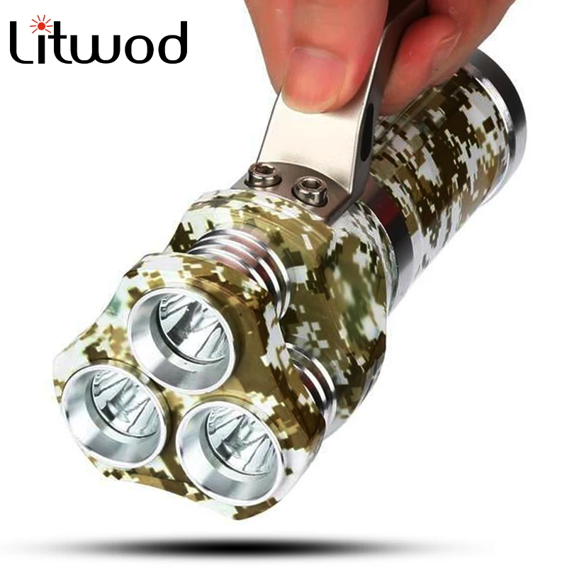 

Litwod Z20 LED Flashlight torch 3 PCS XM-L T6 Rechargeable Portable Light 6000LM with function Power Bank For Phone Searchlight