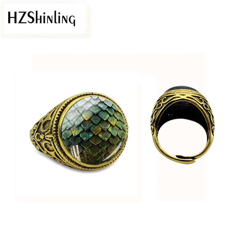

New Fashion Handmade Dragon Egg Game of Thrones Pendant Dragon Egg Antique Ring Glass cabochon Rings Men Gifts