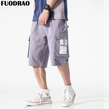 

FUODRAO Japan Style Pockets Cargo Short Men Summer Jogger Shorts Hip Hop Streetwear Loose Casual Shorts Male Plus Size 5XL D070