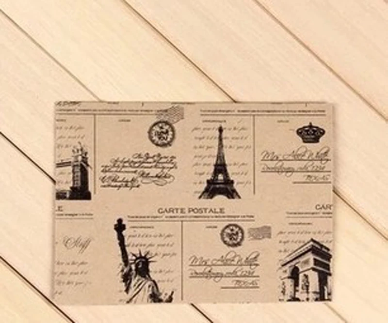 

10pcs/Lot 152*107mm Vintage Style Vintage Eiffel Towel Envelop Europea Retro Style Leather Decration Paper Card Tower Freedom