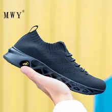 MWY/Повседневная обувь; Мужские дышащие вязаные кроссовки; Zapatos De Hombre; мужские кроссовки; мужская обувь на плоской подошве; уличная прогулочная обувь