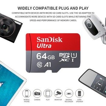 

SanDisk Original Micro SD Card 16GB 32GB 64GB 128GB 200GB 256GB Memory Card C10 U1 A1 Flash TF Microsd Card free Card Adapter
