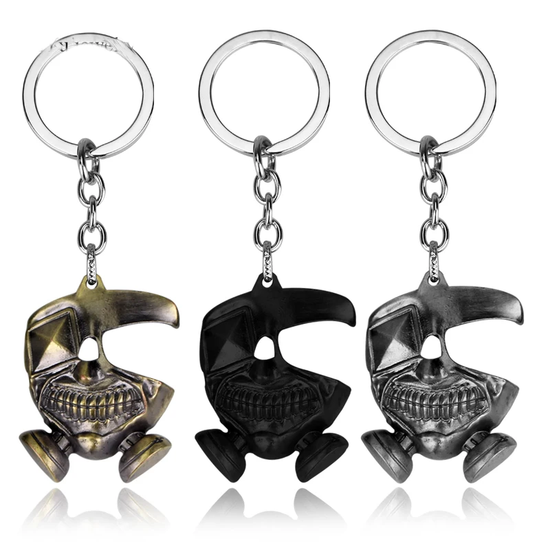 

2 Color Anime Cartoon Tokyo Ghoul keychain Skull Mask Cosplay Pendant Key Ring Statement Jewelry souvenirs Free Shipping