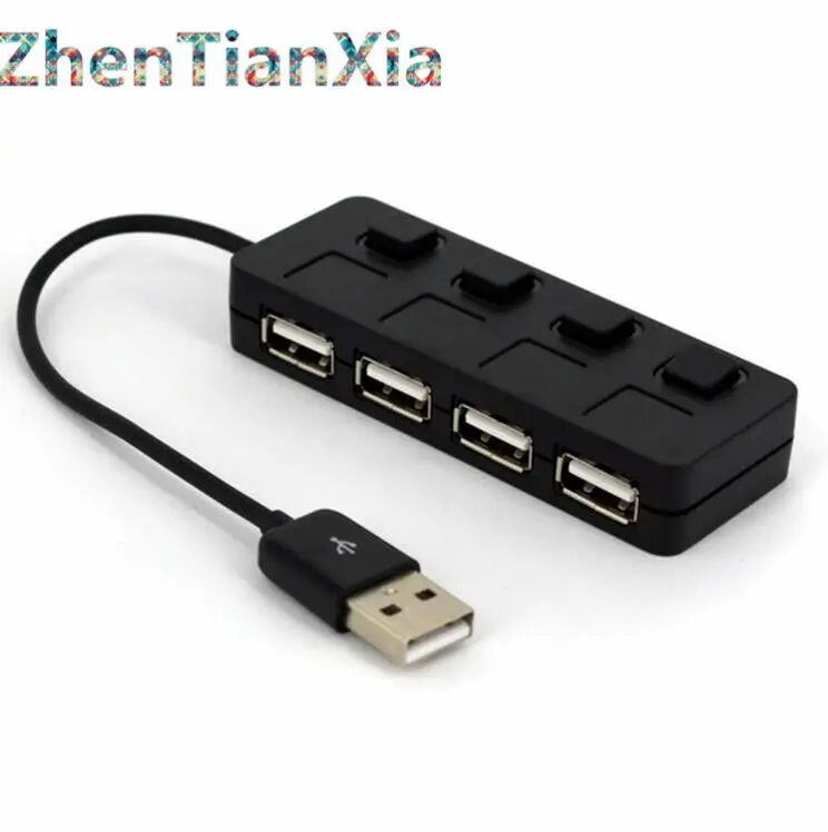 Новое высокое Скорость черный/белый тонкий 4 Порты USB 2,0 концентратор светодиодный USB концентратор с Мощность на переключатель