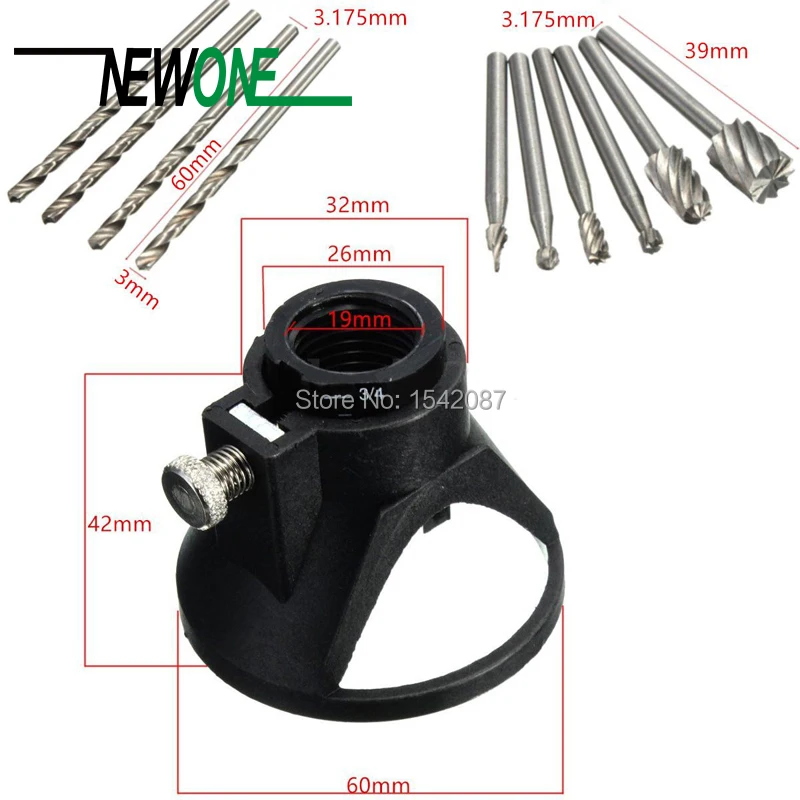 

6Pcs HSS Wood Milling Burrs + 1pc M18X2 thread Drill Carving Rotary Locator Set + Drill Bit , Fits Dremel Rotary Tools