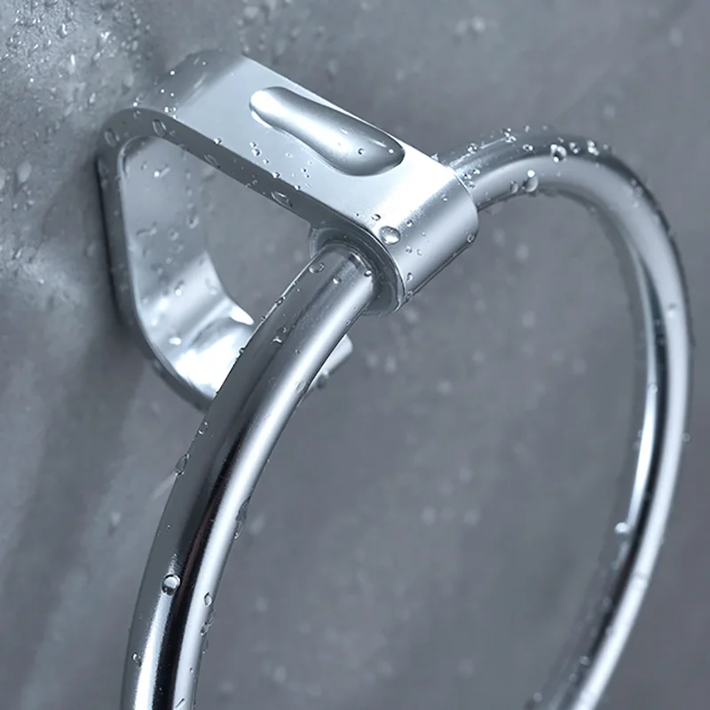 Punch-free aluminum towel ring round towel rack hanging coat holder towel shelves bathroom rack storage organizer