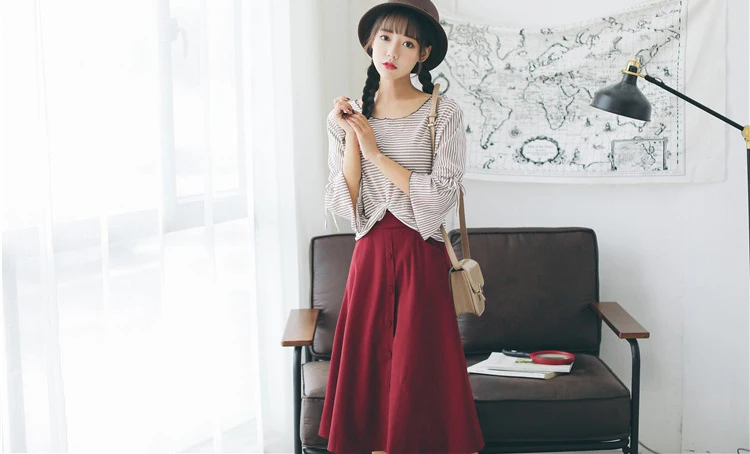 Fashion Women Skirt Vintage Retro High Waist (5)