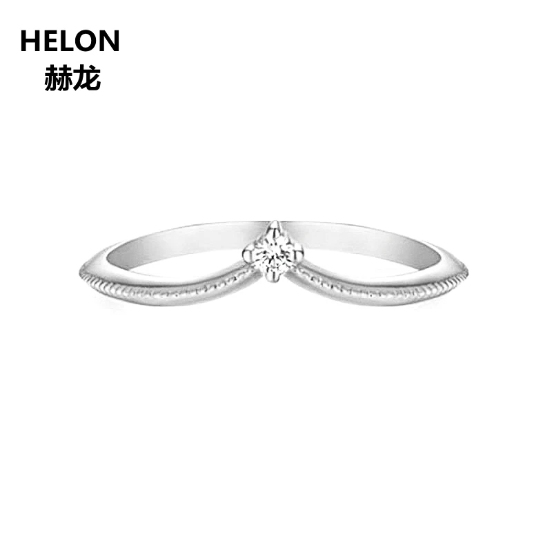 

Solid 14k White Gold Engagement Ring for Women 100% SI/H Natural Diamonds Wedding Band Millgrain V Shape Trendy Jewelry