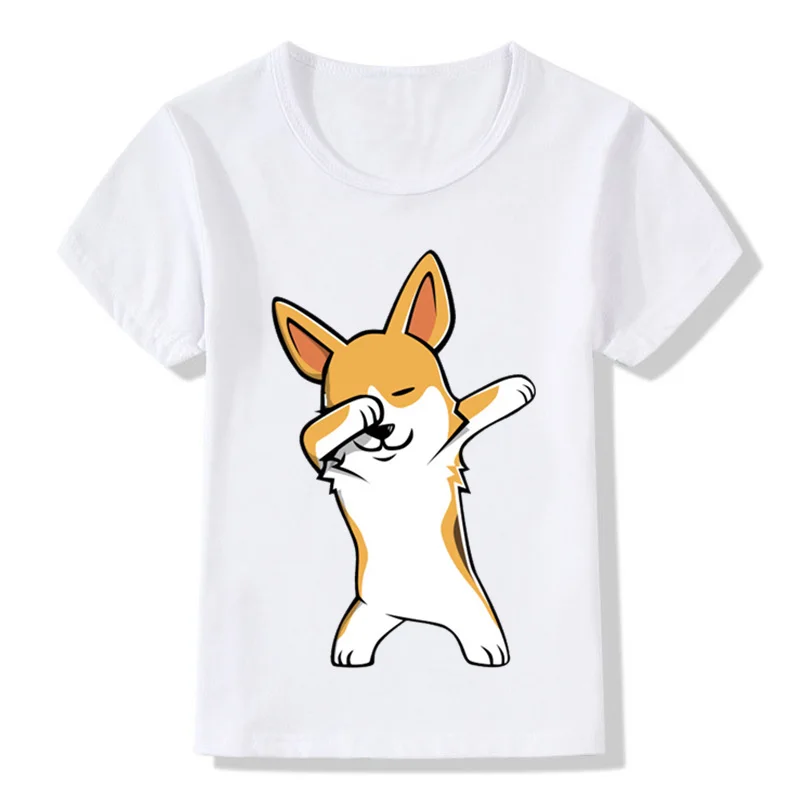 Забавная футболка с рисунком единорога для мальчиков детская летняя футболка с кроликом, котом, пандой, собакой одежда для маленьких девочек HKP2081