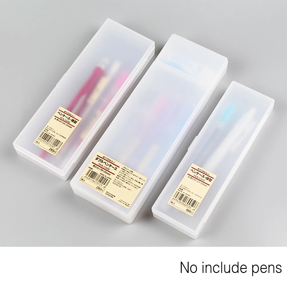 

MUJI Frosted Translucent Pencil Case Non-toxic Simple Hard Plastic Pen Box Kids School Stationery Pencilcase Pencils Cases Gift