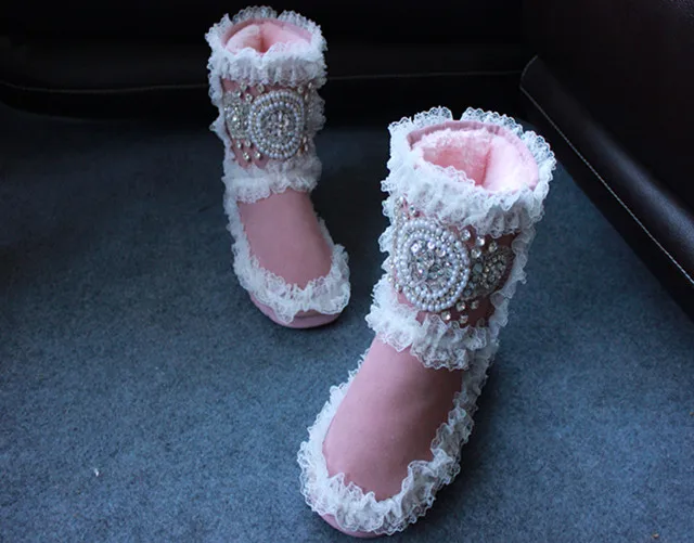 Chaussures Cheville Conception Neige Bottes Femmes Couleurs Shown 16 D'hiver Rose Dentelle Pour As Strass as Femme Shown Botte Chaud qwBx0C7