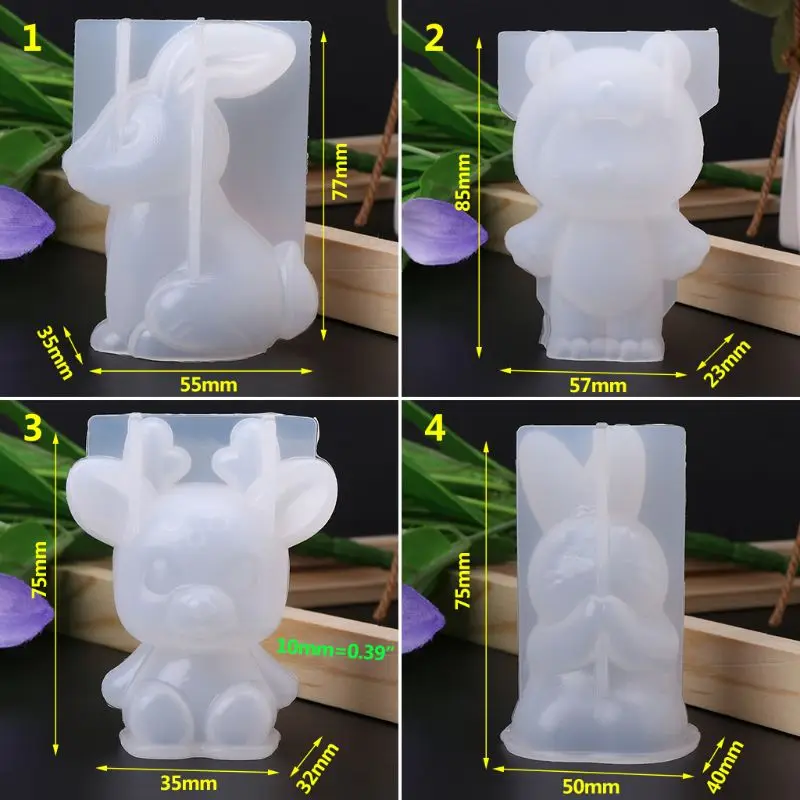 Silicone Mold 3D Animal Cute Rabbit Deer Christmas Gifts DIY Jewelry Pendant Tools Decor Crafts Resin Molds Handmade Findings