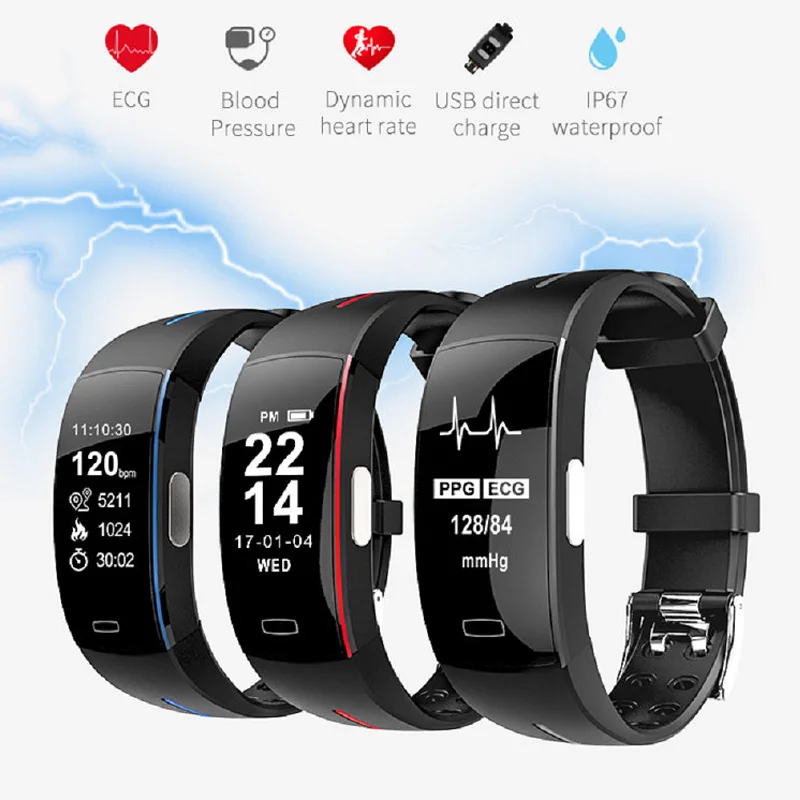 

Smart Wrist Band ECG+PPG Measurement Dynamic Heart Rate Monitor USB Charge Fitness Tracker Smart Watch Banddigital watch women