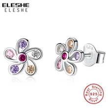 ELESHE кристалл цветок серьги из серебра 925 для женщин Многоцветный цветок серебряные серьги Bijoux Ювелирные изделия Brincos Mujer подарок