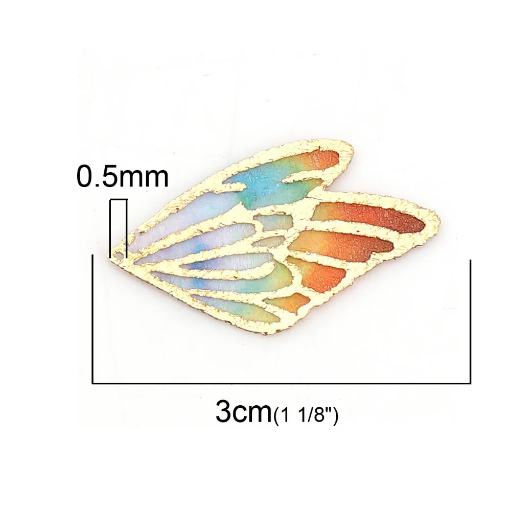 DoreenBeads тканевые Подвески крыло бабочки Синий Оранжевый многоцветный фиолетовый синий и зеленый фурнитура 30 мм(1 1/") x 18 мм(6/8"), 5 шт