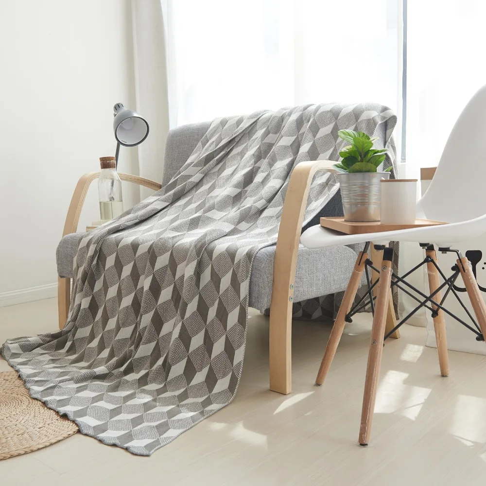 Buy 100 Cotton Soft Knitted Blanket Geometric Pattern