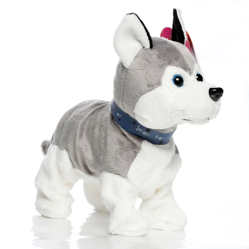 Милые Электронные Домашние животные робот собака лай стенд ходьбы интерактивные игрушки детские Хаски пекинес электронные игрушки плюшевые собаки для детей - Цвет: Gray