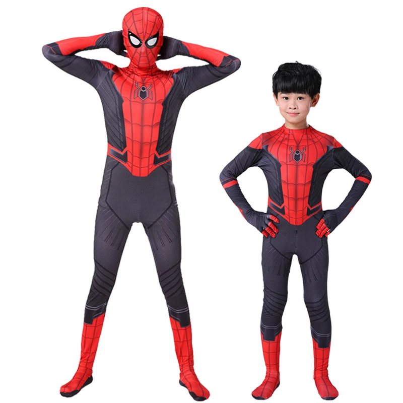 С «человеком-пауком» далеко от дома Питер Паркер Косплэй костюм зентай, костюм «Человек-паук» костюм супергероя боди костюм комбинезоны костюм для Хэллоуина