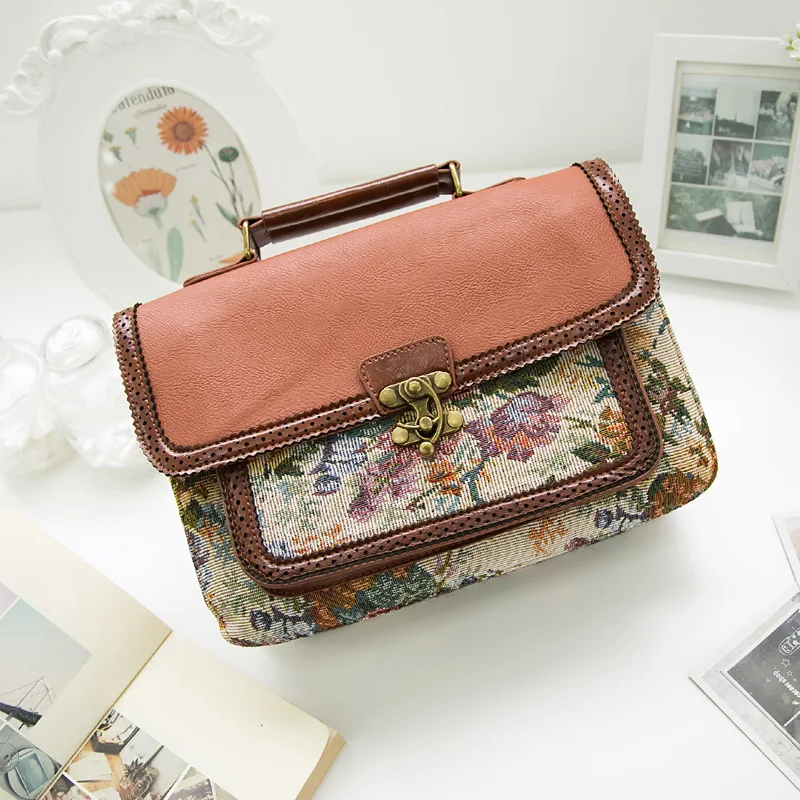 

2019 Bag Women Tote Bag Shoulder Bags Designer Handbags High Quality Postman British Single Shoulder Vintage Cotton Floral Cover