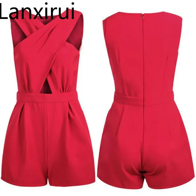 

Fashion Women Summer Bandage Romper Jumpersuits Slim Sleeveless Bodycon Party Jumpsuit Short Pants 2018 Female Clothing
