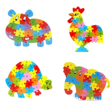 Детские головоломки 26 английские буквы алфавит мультфильм животных головоломки раннего обучения Обучающие деревянные игрушки головоломки для младенцев