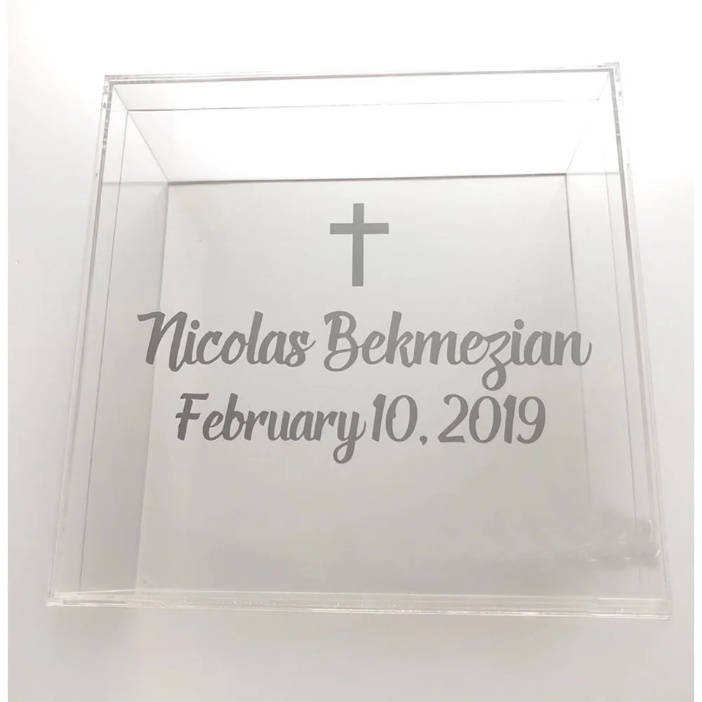 

Acrylic Christening Box GreekKeepsake Box Greek Baptism Anniversary Gift Box Anniversary Memory Boxes 30x30x15CM