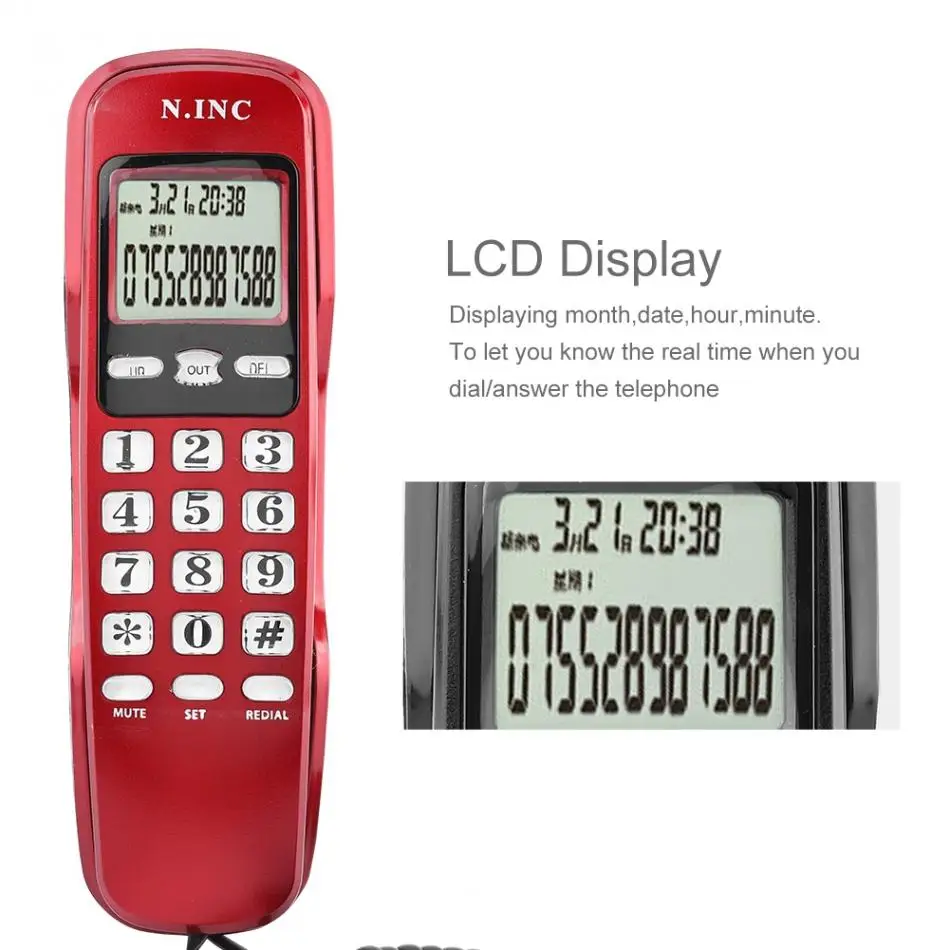 Kx T888cid Mini Wall Telephone Ining Dual Caller Id Lcd Display Landline Phone For Home Office Hotel Black Red Telefone Telephones Aliexpress