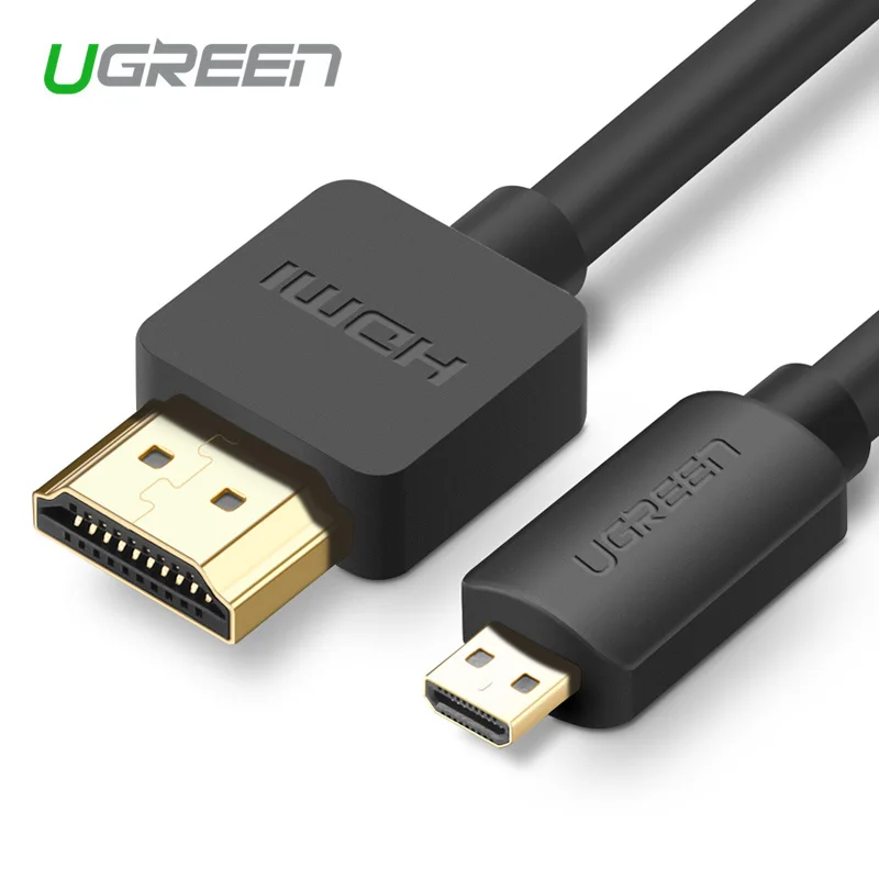 Ugreen Micro HDMI к HDMI кабель 1,5 м 2 м 3 м 3D 4 к* 2 к Male-Male High Premium позолоченный HDMI адаптер для телефона планшета HDTV камеры