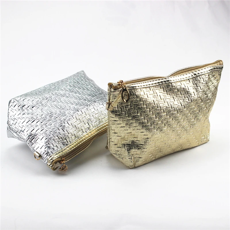 PURDORED 1 pc Solid Cosmetic Bag Women Weaving Makeup Organizer PU Travel Makeup Bag Cosmetic Cases  necessarie Dropshipping 