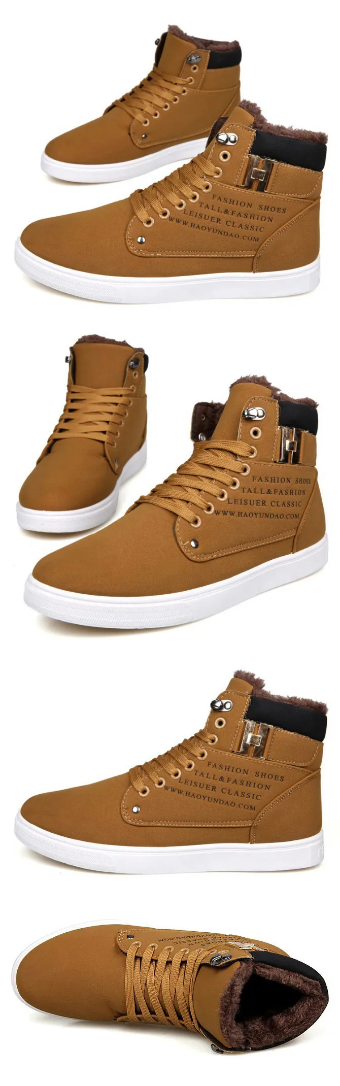 Men Snow Boots Fashion Microfiber PU Warm Plus Cotton Ankle Autumn Winter Boots