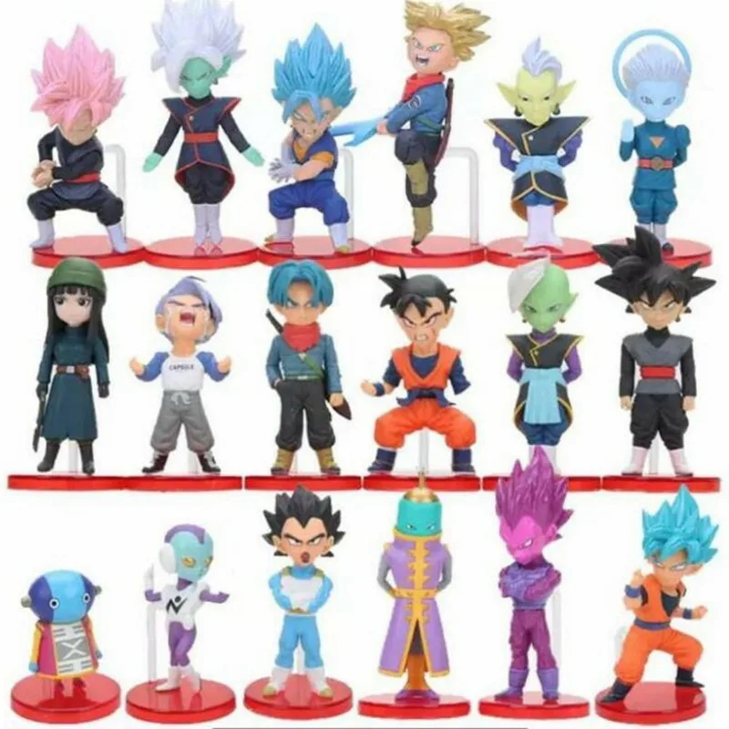 18pcs/set Dragon Ball Super Toys Son Goku/Gohan/Zen O/Jaco/Trunks/Mai