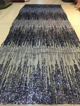

Dark blue French net tulle Lace Fabric JRB-102217 for party Hot selling glued glitter lace fabric