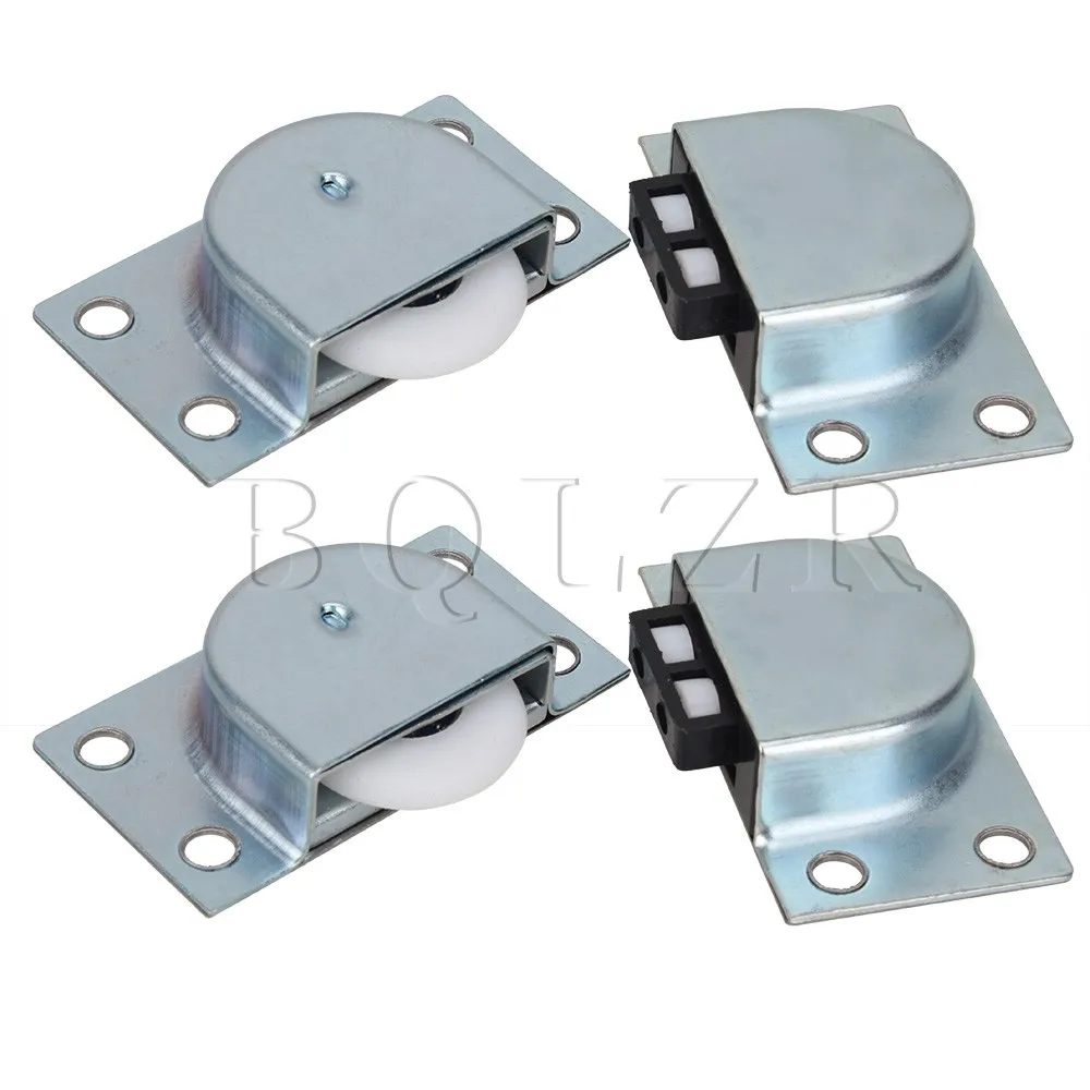 BQLZR 2x Silver Metal Furniture Closet Sliding Door Roller Automatic Catch Wheel Set