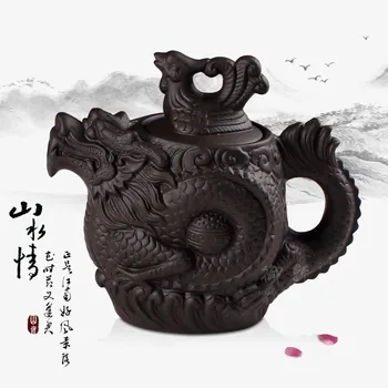 

Large-capacity Yixing half hand-drawn pot purple sand pot Large original Zhu Zhu teapot ceramic kettle Kung Fu flower teapot