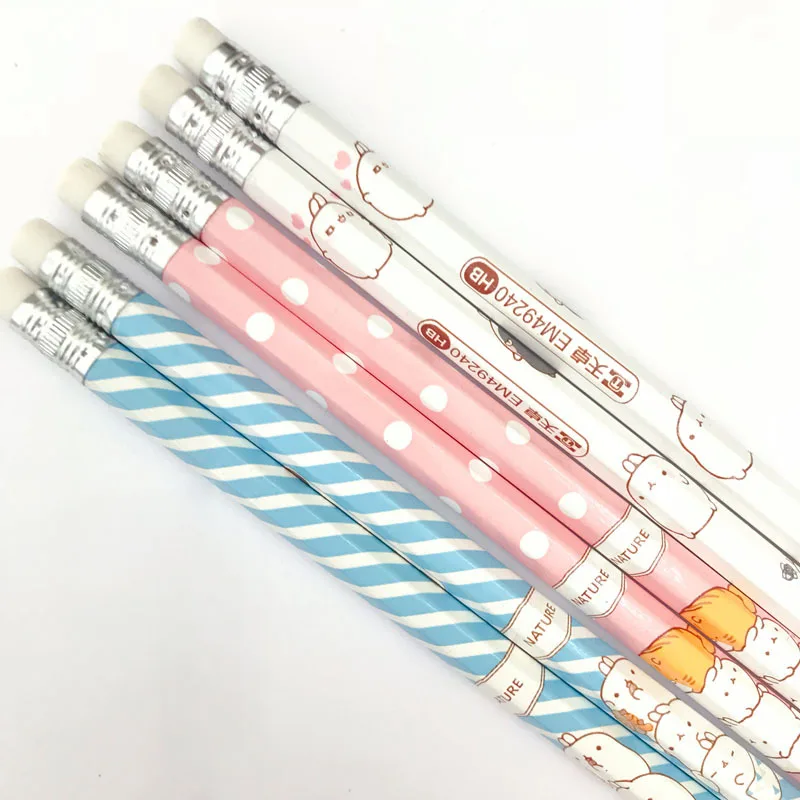 

3 pcs/lot Molang Rabbit HB Standard Pencil Set School Children Stationery Sketch Draw Pen Art Supplies