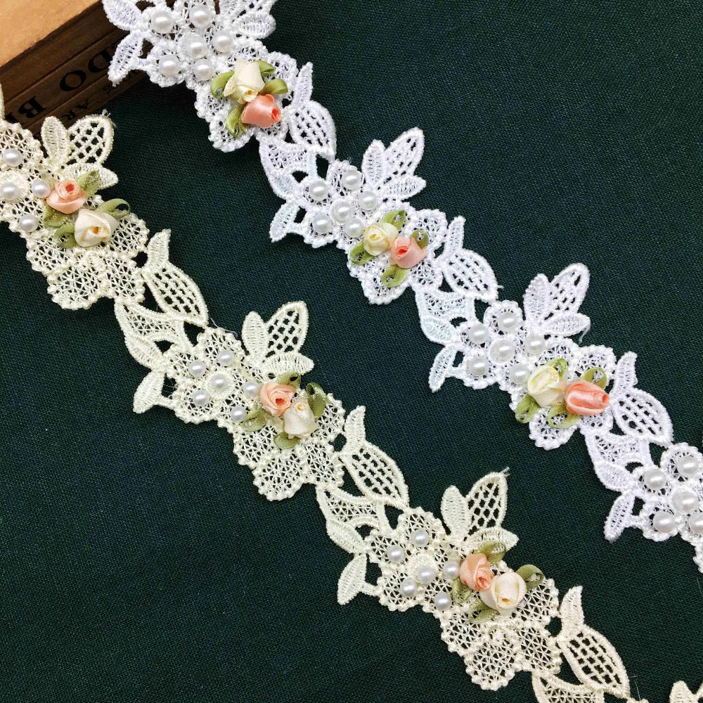 beaded flowers 4.5cm bridal floral petal embroidered floral patches for wedding costume gown dress sewing small lace appliques