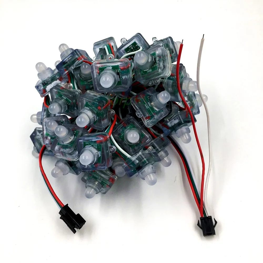 

50pcs/lot WS2811 Full Color RGB String LED Pixel Module 12mm LED Square type DC 5V Waterproof Addressable Digital