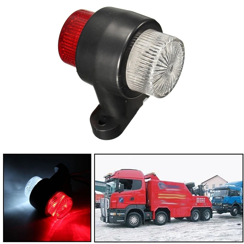 

1X 12V~24V Red&White LED Side Marker Lights Indicator Lamp Vehicle Trailer Truck