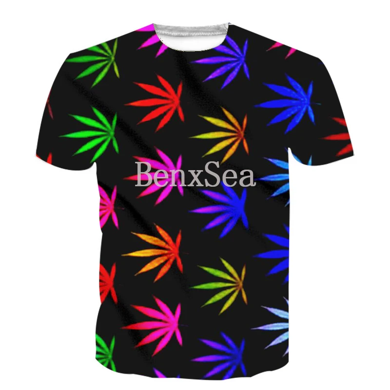 

2019 Weed Printed Hip Hop T Shirt Fashion Style Slim Fit Tees 3D Printing T-Shirt Short Sleeve O-Neck Plus Size 5XL