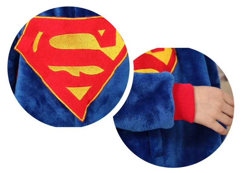 Фланелевые комбинезоны унисекс с героями мультфильма «Супермен» для детей и взрослых; Пижама для влюбленных; домашняя одежда для сна; Карнавальный костюм для мужчин и женщин